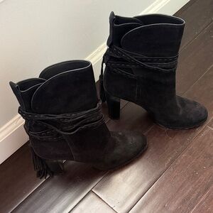 Michael Kors Palmer Black Suede Tassel Ankle Boots